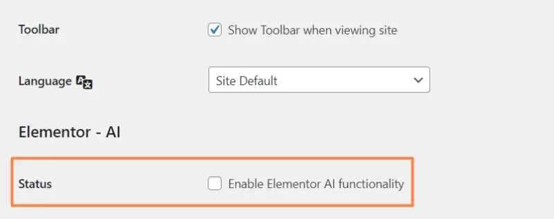 Disable Elementor AI